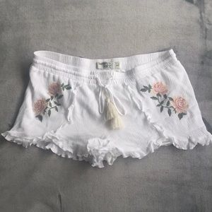 White Flowy Shorts